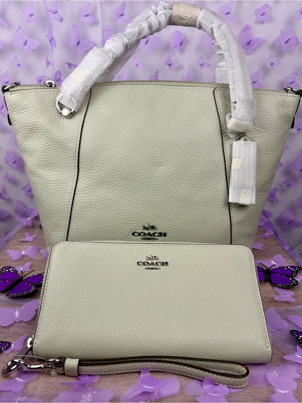 Coach Light Sage Leather Crossbody with Free Matching Large Wallet